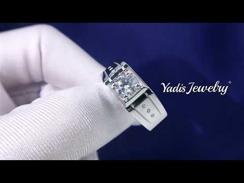 1.0 CTW Moissanite Diamond Silver 925 18K Gold Plated Men Engagement Ring