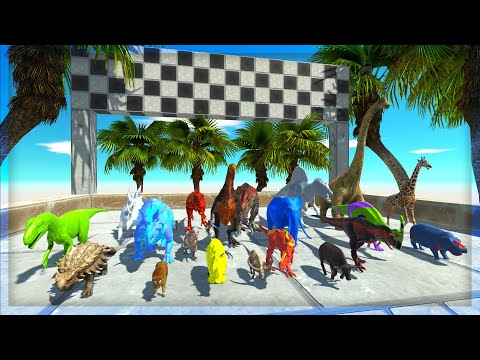 ALL DINOSAURS AND ANIMALS UP TO UP SPEED RACE CHAMPIONS FUNNY - Animal Revolt Battle Simulator