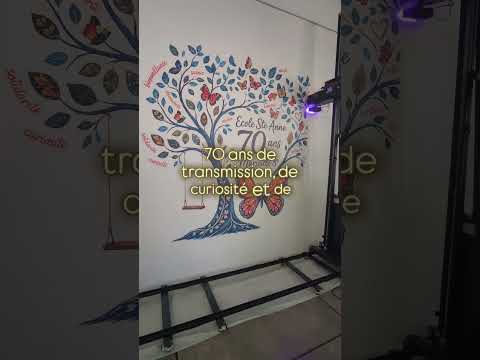 Fresque murale des 70 ans de l'école Sainte-Anne à Marseille 8e, imprimée en direct