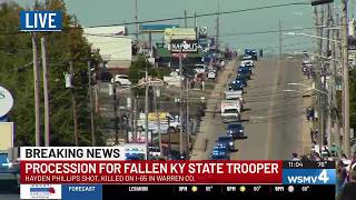 'Sea of blue': Hundreds of police vehicles take part in procession for slain Kentucky trooper