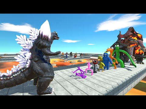 Space Godzilla vs Rainbow Friends, Godzilla Burning LAVA DEATH RUN - Animal Revolt Battle Simulator