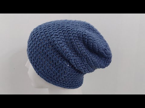How to Crochet Slouchy Beanie for men/Simple and Easy for Beginner