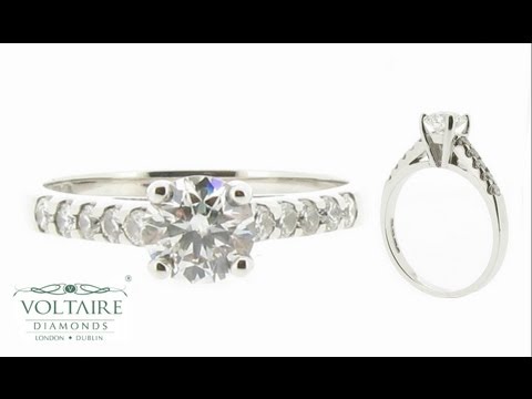 Four Claw Engagement Ring with Scallop Set Shoulders - ER 1250