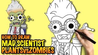 How to draw Mad Scientist - Plants vs Zombies Garden Warfare - Easy step-by-step drawing tuturial