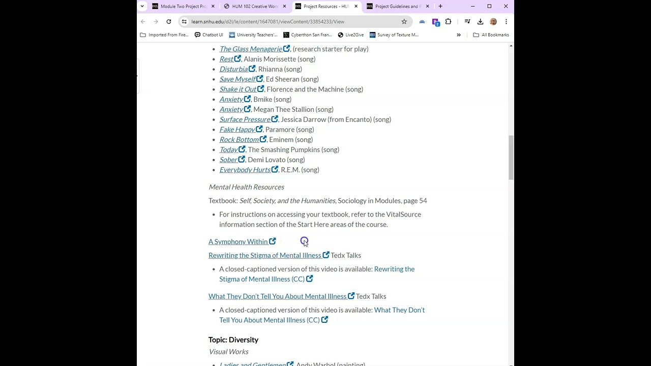 SNHU HUM 102 Module 2 Assignment Explanation