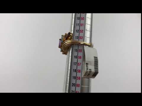 RJ Amethyst Topaz Citrine Garnet Gemstone Vintage Yellow Gold Designer Ring