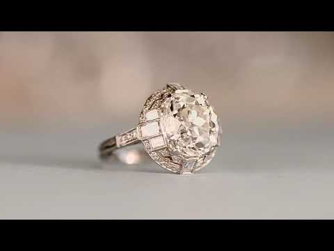 5.88 Carat Antique Cushion Cut Diamond and Diamond Halo Ring - Showroom Video