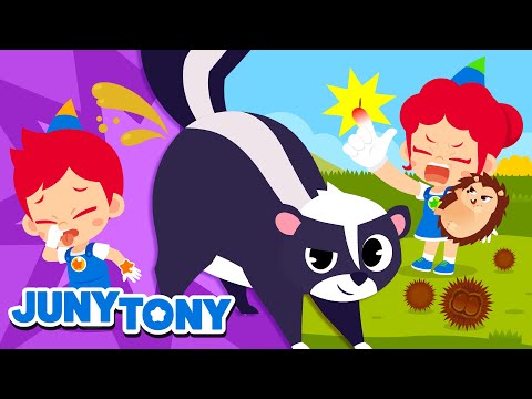 O Gambá Fedorento 🦨 Ouriço vs Gambá | Músicas Infantis Divertidas | JunyTony em Português