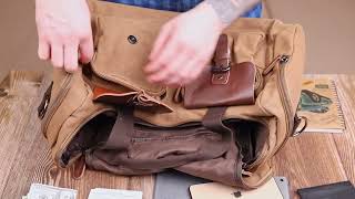 Удобная дорожная сумка из плотного текстиля 21239 Vintage коричневая