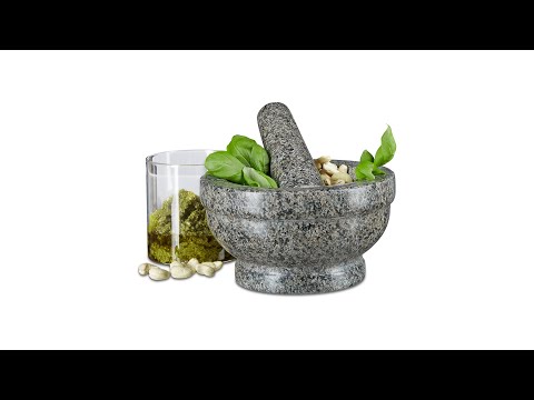 Mortier et pilon en granit poli cuisine Gris - Pierre - 17 x 14 x 19 cm