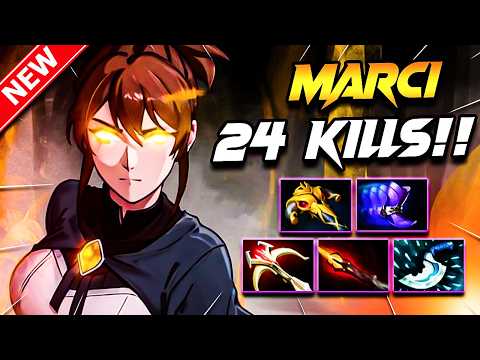 Dota 2 MARCI Gameplay | 24 Kill!! MARCI DOTA 2 Gameplay | Marci Carry Build Pro Gameplay Guide 7.40