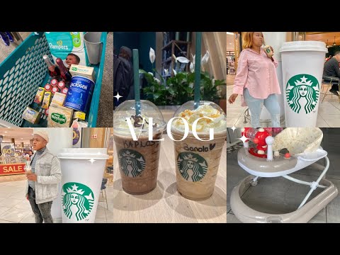 Vlog: Trying Stabucks for the first time | Baby Walker | essential shopping | South African Couple