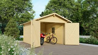KARIBU Blockbohlengarage, Fichtenholz 28 mm, naturbelassen, ca. 12 m²