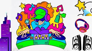 How to color a disc jockey #drawing #coloring #dj