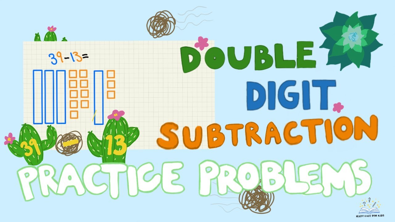 How to do Double Digit Subtraction: Practice Problems (Worksheet 1) | Made Easy for Kids
