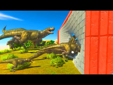 Different Size Carnivorous Dinosaurs Clash Block Race | 🦖Animal Revolt Battle Simulator🦖