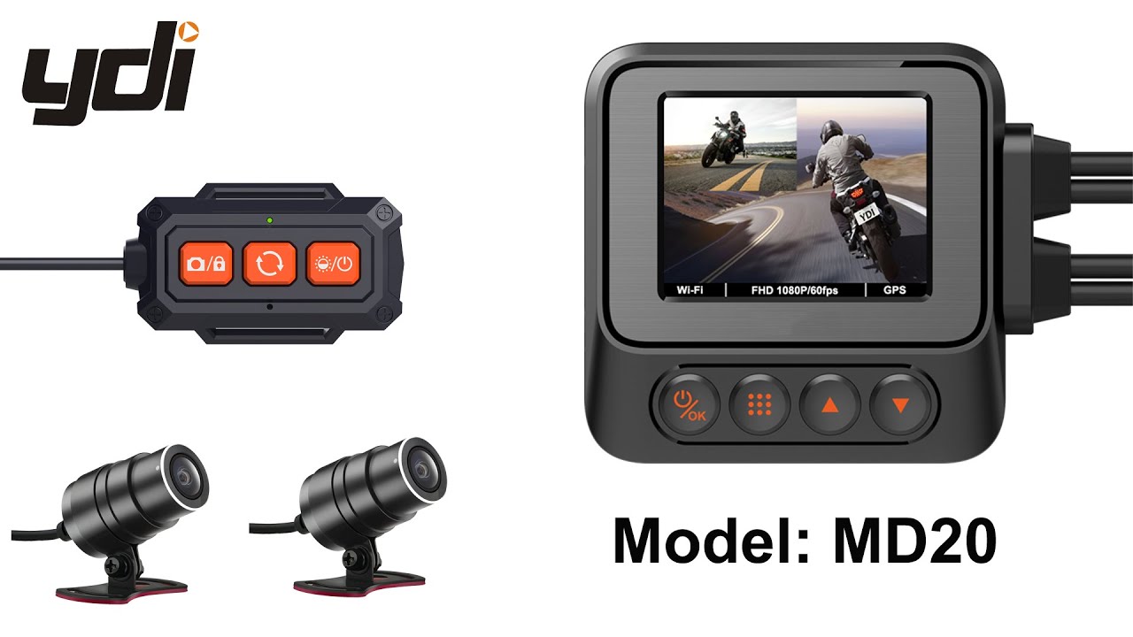 The 2022 Best Motorcycle Front and Rear Camera - YDI MD20 Motorbike Dash Cam 2K/30FPS, 1080P/60FPS