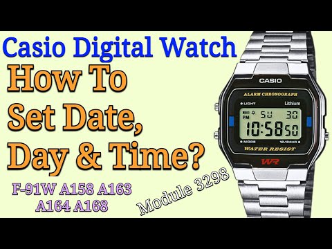 Casio Digital F91W Set Time | Casio Alarm Chrono WR | A168 A158 Module 3298 Adjust