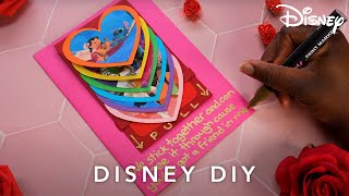 Valentine's Day Waterfall Card | Disney DIY | Disney UK