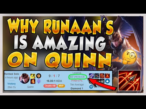 THIS IS WHY THE #1 QUINN WORLD BUILDS RUNAAN'S ON QUINN (10.5 CS PER MIN STRAT!) - League of Legends