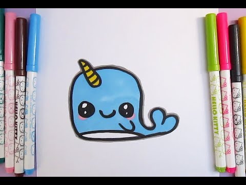 How To Draw A Cartoon Narwhal