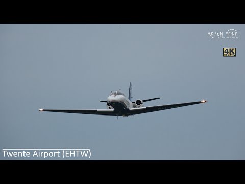 [4K] Plane Spotting Twente Airport 12-07-2021 : Extremely low approaches by Cessna 550 Citation II