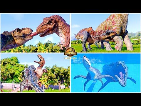 T-REX Buck-Doe, 4x Giganotosaurus, Velociraptor, Atrociraptor 🦖 Jurassic World Evolution 2 Animation