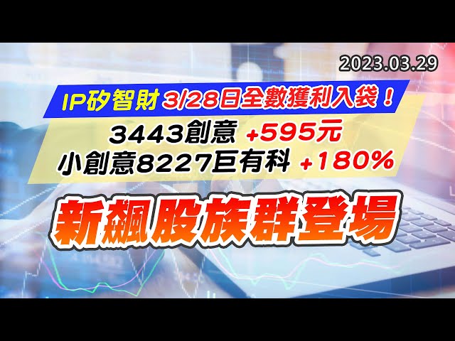 20230329《股市最錢線》#高閔漳 “IP矽智財，3/28日全數獲利入袋！3443創意+595元；小創意8227巨有科+180%””新飆股族群登場”