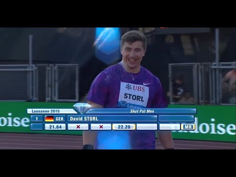 David Storl (Germany) shot put 22.20 (PB) meters Lausanne 2015 .
