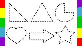 Shapes, shapes drawing, shapes tracing| Heart and other Five shapes tracing