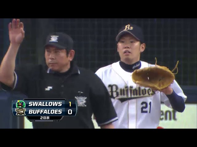2回表 バファローズ先発・西 ノーヒットで先制点を許す… 2014/6/4 Bs-S