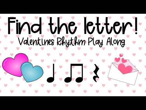 Valentines Rhythm Play Along Game - Level 2 (Quarter notes, eighth notes, quarter rest)
