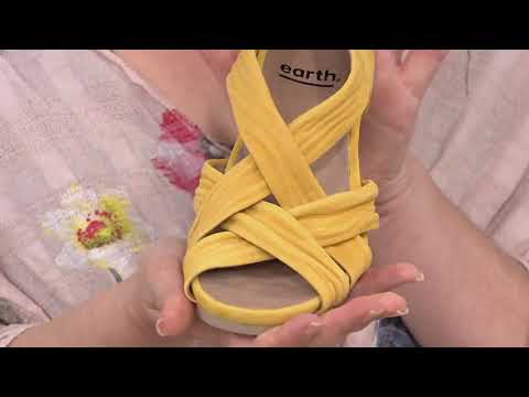 Earth Scrunched Nubuck Cross-Strap Wedges - Ficus Gemini on QVC