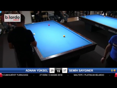 ADNAN YÜKSEL & SEMİH SAYGINER Bilardo Maçı - PLATINUM BİLARDO - 2018 CUMHURİYET TURNUVASI-Çeyrek Final