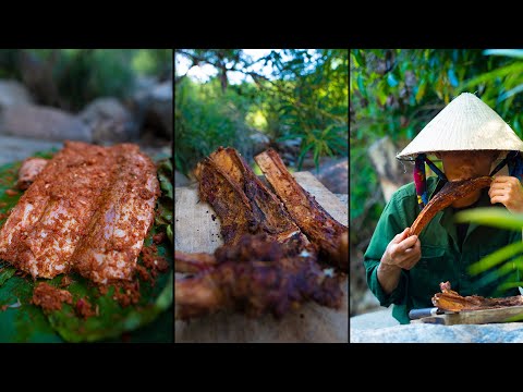 Grilled Beef Ribs In The Forest | Jungle Kitchen