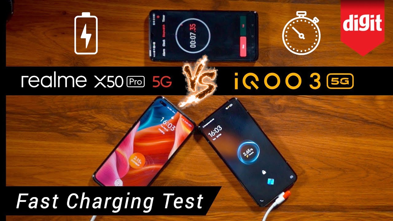 Realme X50 Pro vs iQOO 3 Fast Charging Test - 2% To 100% Fast Charging - iQOO 3 vs Realme X50 Pro