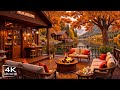 Cozy Autumn Porch Ambience By The Lake Smooth Piano Jazz Music Crackling Fireplace For Relaxing