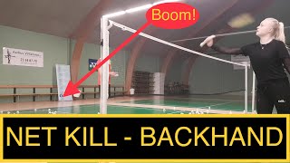 BADMINTON TECHNIQUE #27 - BACKHAND - NET KILL (TAPPING)