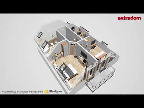 Projekt domu z poddaszem - dom Jaskółka 2 z garażem WRL1052 - 100-150 m² - spacer 3D