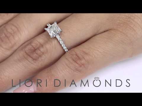 ER - 0355 - 1.65 Carat F-VS2 Certified Princess Cut Diamond Engagement Ring 18k White Gold