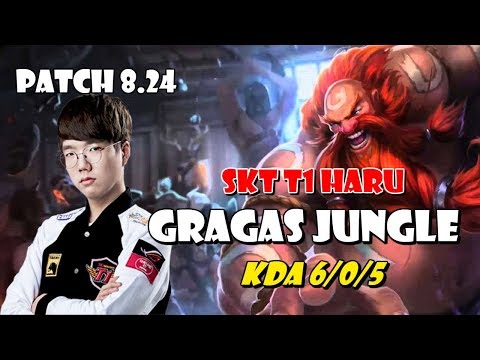 [ SKT T1 Haru ] - Gragas vs Talyah Jungle - Patch 8.24 KR Ranked - KDA 6/0/5