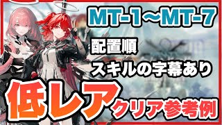 【MT-1~MT-7🔰】配置順、スキルの字幕があるので見やすい！クリア参考例/Low End Squad/Low Rarity/星3低レア【アークナイツ/Arknights】