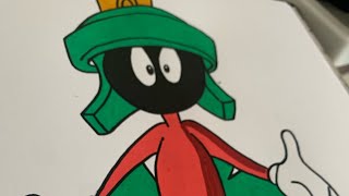 Drawing Marvin The Martian From Looney Tunes Using POSCA Paint Markers! #shorts