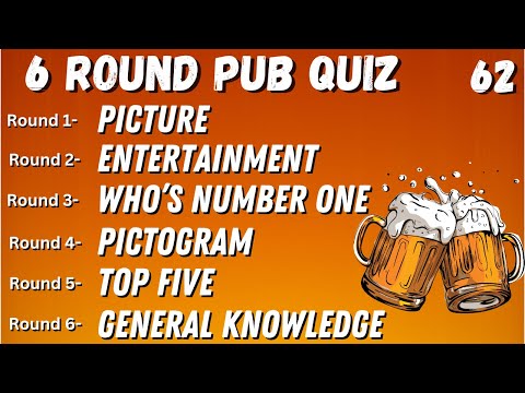 Virtual Pub Quiz 6 Rounds: Picture, Entertainment, Movie, Connections, Odd One Out, GK No.62