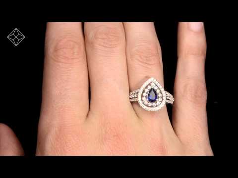 Sapphire Ring with a Diamond Halo 0.78ct in 18K White Gold N4524