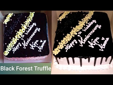 Black Forest Truffle Cake || Simple Design using Choco Chips ||