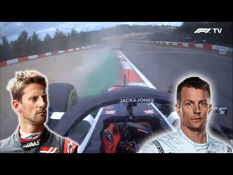 Formula 1 2020 Eifel GP Romain Grosjean got hit by Gravel from Kimi Raikkonen's Car