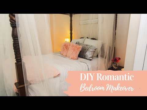 Part of a video titled Romantic Bedroom Decorating Ideas On a Budget - YouTube