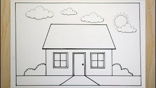 Download lagu Cara menggambar rumah mudah dan bagus mp3