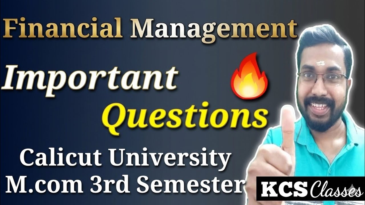 Financial Management|Important Questions 🔥 |Calicut University M.com 3rd Semester 